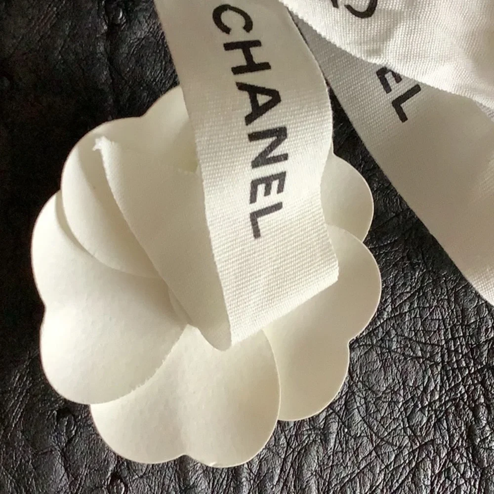 CHANEL ribbon and camellia flower ribbon is 76x1